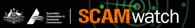 Commonwealth logo, ACCC Logo and Scamwatch banner